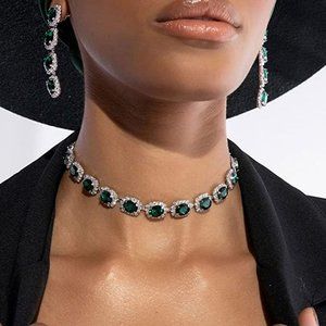 Fashion Jewelry Sparking  Emerald  Necklace